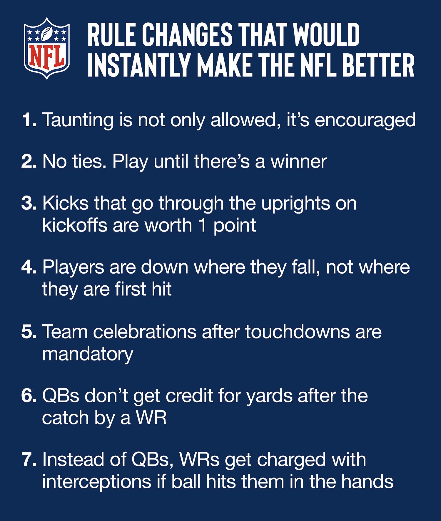 Nfl rules sales