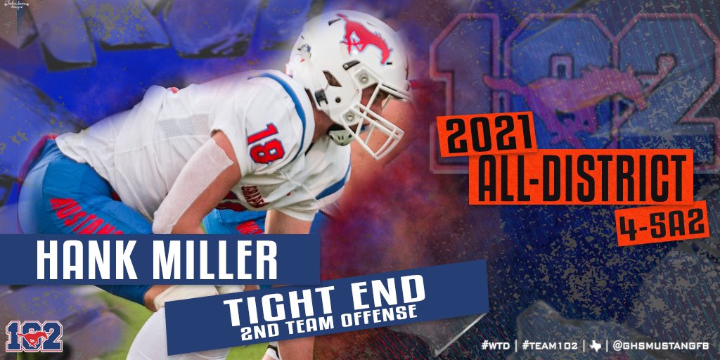 GHSMustangsFB's tweet photo. Congratulations to the following Team 102 Mustangs for being named to 4-5A2 2nd Team All District Team 

@sieowen73 
@hankmiller_ 
@coltmercer_10 
@sammykelley_17 

#WinTheDay 

@CoachA_GHS https://t.co/vrgDIT5Em7