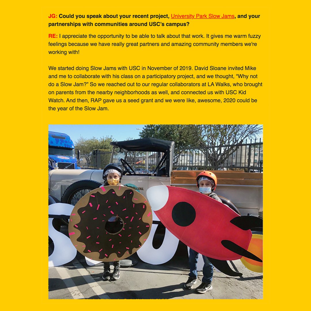 What's the buzz on University Park Slow Jams? Check out <a href="/USC_SLAB/">spatial analysis lab</a> newsletter, featuring a conversation about this year's Slow Jams accomplishments and the importance of building relationships with fellow partners and University Park's community members. 

Link in bio!
