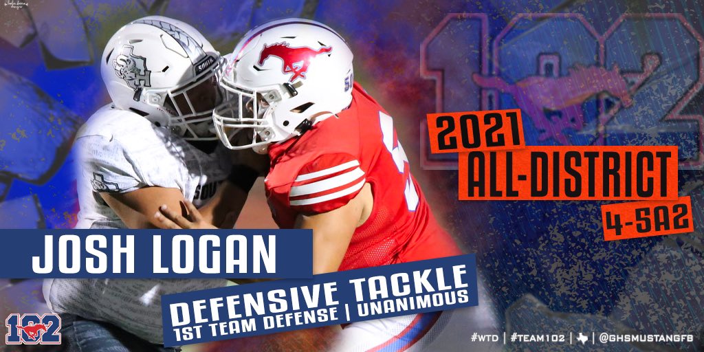Congratulations to the following Team 102 Mustangs for being named to 4-5A2 1st Team All District Team 

<a href="/JoshLoganGHS/">Josh Logan#50</a> 
<a href="/lathamwai/">Latham Wai</a> 

#WinTheDay 

@CoachA_GHS