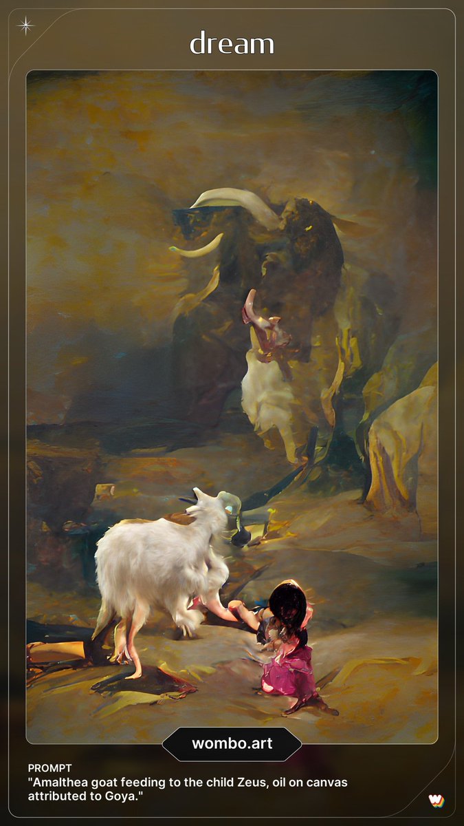 Amalthea goat feeding to the child Zeus, oil on canvas attributed to Goya. https://t.co/ZiinqtFntq