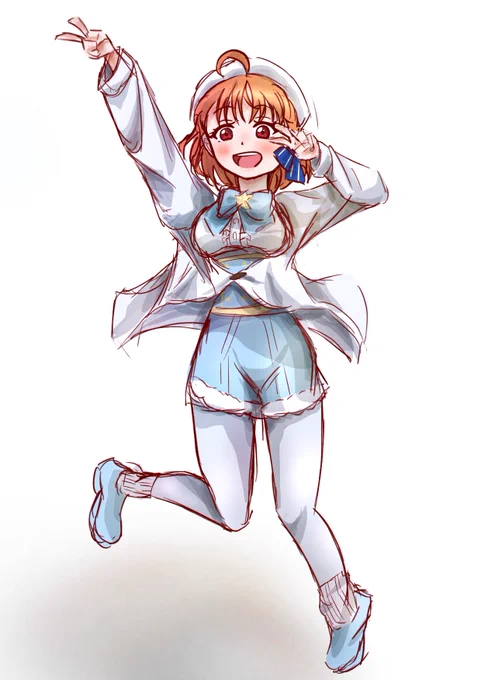 動きのあるポーズの練習で描いた千歌ちゃん🍊

#lovelive 
#Aqours 