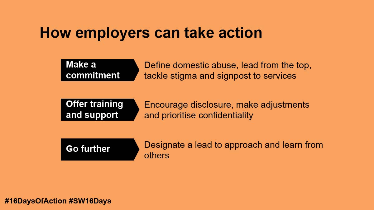 SomersetSAB's tweet photo. Whether your organisation is starting on its journey – or wants to develop a progressive approach to tackling domestic abuse, there are 3 simple stages to move through. More info: https://t.co/vCXlTLc5St #16DaysOfAction #SW16Days @BITC https://t.co/hgbPVse40t