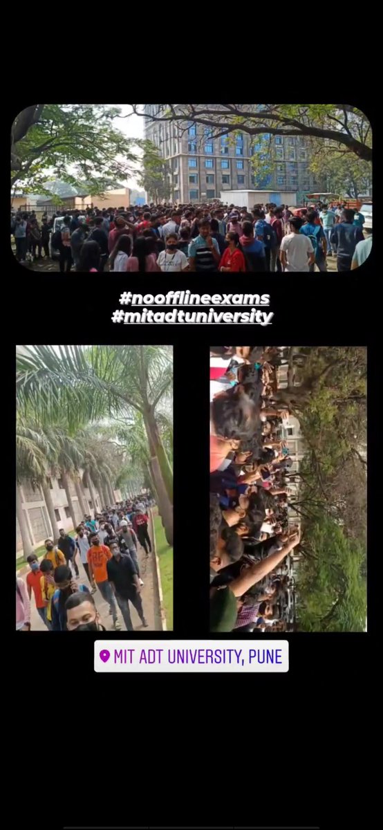 harshitsahu1001's tweet photo. Students protest against mitadt University for conducting offline exams when there are 10 omicron cases are in Pune 
#mitadtbandkaro 
#mitadtuniversity https://t.co/gWWa0ImdOd