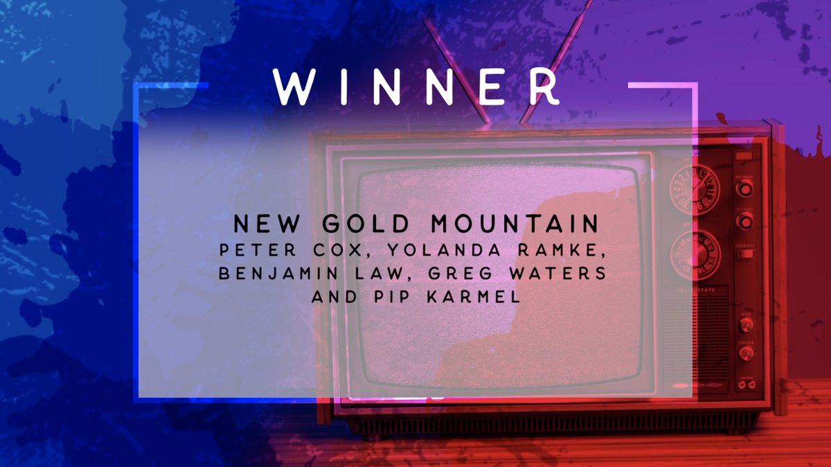 Congratulations to the winners in the Television - Telemovie or Miniseries category: Peter Cox, Yolanda Ramke, Benjamin Law, Greg Waters and Pip Karmel for New Gold Mountain @Yolanda_Ramke @mrbenjaminlaw @gregnwaters #2021AWGIES #AWGStrongerTogether