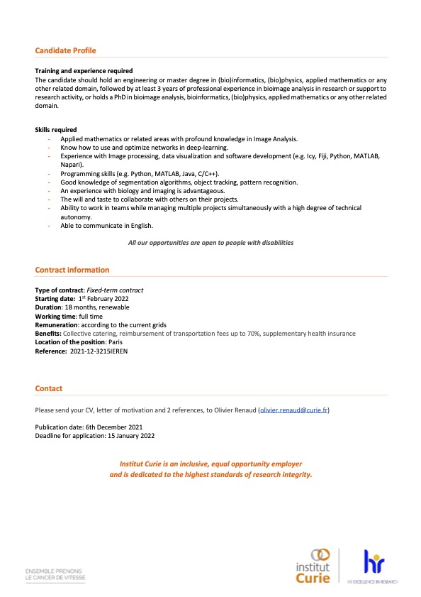 Jean-Léon Maître (@maitrejl) on Twitter photo Please RT!
Our department <a href="/institut_curie/">Institut Curie</a> <a href="/DeepLabex/">LabEx.DEEP</a> is looking for a #DataScientist specialised in #microscopy image analysis.
We produce tons of beautiful images, come help us getting the most out of them!
#academicjobs
institut-curie.org/offre-emploi/b… Please RT!
Our department <a href="/institut_curie/">Institut Curie</a> <a href="/DeepLabex/">LabEx.DEEP</a> is looking for a #DataScientist specialised in #microscopy image analysis.
We produce tons of beautiful images, come help us getting the most out of them!
#academicjobs
institut-curie.org/offre-emploi/b…