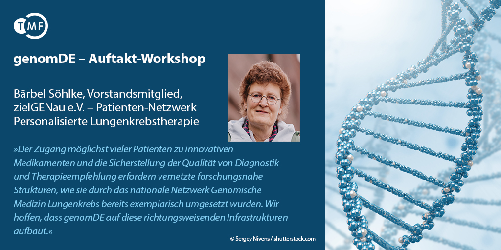 TMF_eV's tweet photo. Der Auftakt-Workshop zu #genomDE @bmg_bund ist gestartet🎉
mit Vorträgen der Patientenorganisationen @achseev @hksh_bv und zielGENau https://t.co/VG1SYmuC9p
