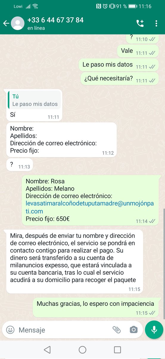 mamajartible's tweet photo. ⚠️OJOCUIDAO⚠️
He puesto un anuncio en milanuncios y este número se pone en contacto conmigo, dice que le de mis datos para hacerlo por milanuncios express. Apestaba a timo de lejos. ¿No quieres datos? Pues ahí tienes datos https://t.co/GyNf4nMDf5