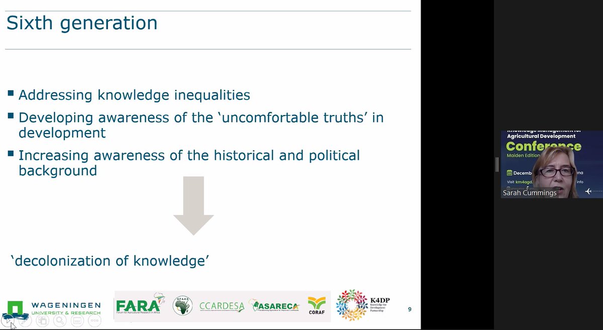 ElizabethAsiimw's tweet photo. Keynote address by Dr @sarahcummings titled "A sixth generation of knowledge management for development? Implications for agriculture in Africa"
Dr Cummings is a leading voice of the global Knowledge Management Community (@KMforDEV ) & Director at the #K4DP
#KM4AgDChallenge https://t.co/cmWS8isvFq
