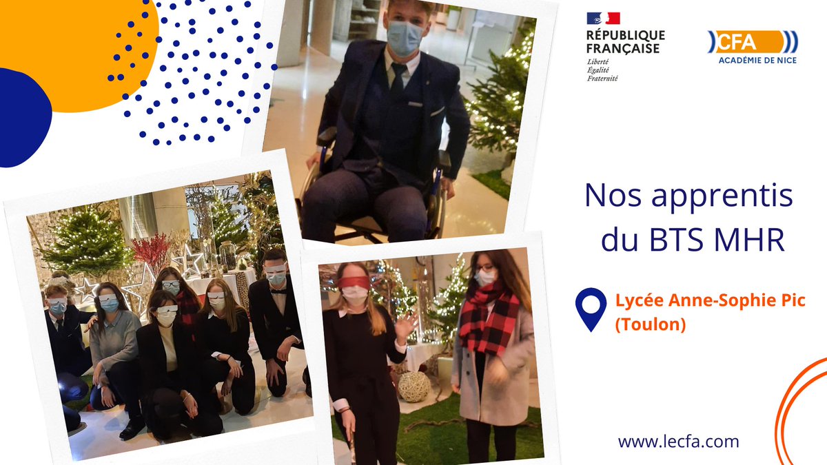 CFA RAN (@rancfa) on Twitter photo Mise en situation de #handicap pour nos apprentis BTS Management en #hôtellerie #restauration du <a href="/LyceeAsPIC/">Lycée Anne-Sophie PIC</a> #Toulon. Un exercice ingénieux qui permet de : sensibiliser, appréhender les besoins de la clientèle, réfléchir à des dispositifs d'aménagements. BRAVO pour cette action ! Mise en situation de #handicap pour nos apprentis BTS Management en #hôtellerie #restauration du <a href="/LyceeAsPIC/">Lycée Anne-Sophie PIC</a> #Toulon. Un exercice ingénieux qui permet de : sensibiliser, appréhender les besoins de la clientèle, réfléchir à des dispositifs d'aménagements. BRAVO pour cette action !
