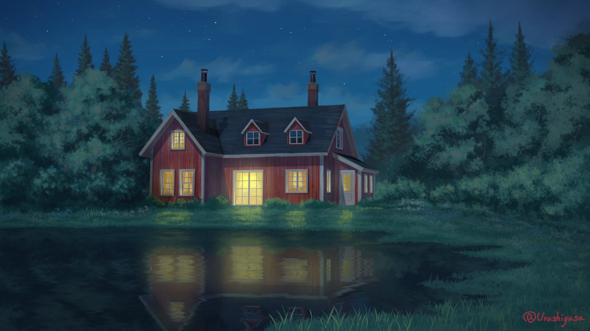 漆草 絵仕事募集中 水辺の家のイラストです イラスト オリジナルイラスト 背景イラスト 背景画 風景画 T Co Edmz9pqelh Twitter