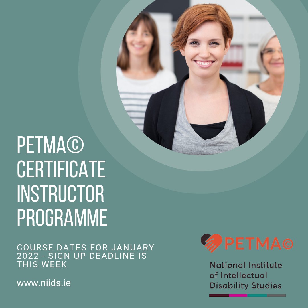 niidsIE's tweet photo. PETMA© Certificate Programme Course ⭐

Deadline for sign up for January 2022 is this week. The training will be done in person in @bloomhq.mountrath

Link to sign up https://t.co/mbWM7CogOn

https://t.co/EVsHjxpdrt 

#socialcareireland 
#health 
#healthcare 
#healthcareireland https://t.co/T5T4pKvXJH