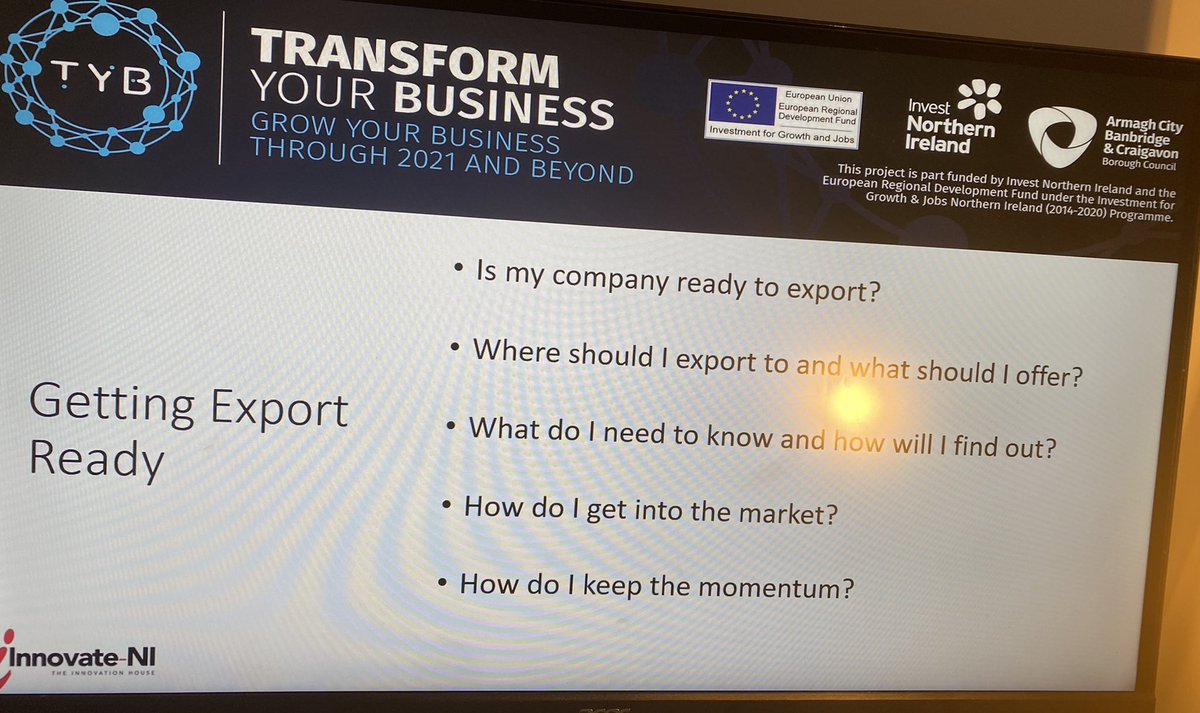 InnovatorNI's tweet photo. We’ve kicked off this morning focusing on #EarlyExport as part of @abcb_council’s #TransformYourBusinessProg https://t.co/lKX4WhViUU