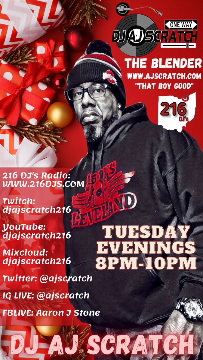 ajscratch's tweet photo. Tonight & Every Tuesday Evening
From 8PM-10PM LIVE (Pick A Platform) #DJAJSCRATCH #216DJS #DJ #DOPEDJ #THEBLENDER #CLE https://t.co/sBhQth3mZJ