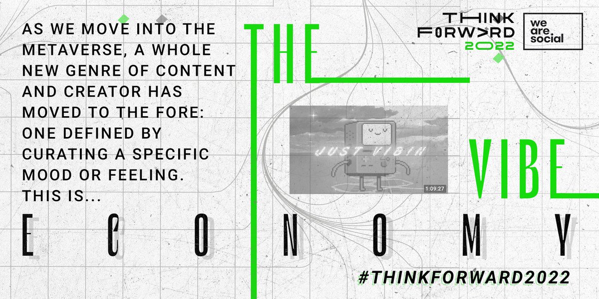 wearesocial's tweet photo. As people yearn for simpler times on social, we’re seeing a shift from an emphasis on narrative in social content to an emphasis on emotionally potent moments. This is the Vibe Economy.

#ThinkForward2022 #TheVibeEconomy https://t.co/D60qLNdDPp