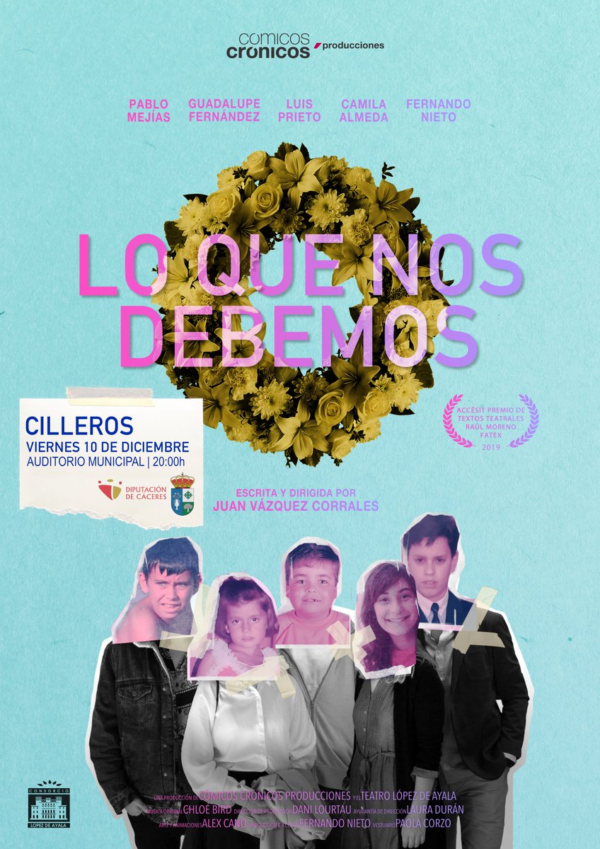 Este viernes 10 estaremos en Cilleros con Lo que nos debemos dentro del programa Nuestro Teatro de la <a href="/DiputacionCC/">DiputacionCC</a>.

Será un placer reencontrarnos con la gente de <a href="/cachinus/">Cachinus De Cine</a> ☺