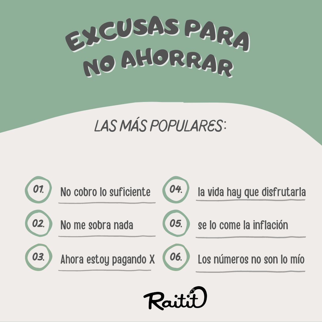 A_P_Rodriguez's tweet photo. ¿Cuál es tu excusa favorita?
Te leo 🧐
#ahorro #educaciónfinanciera #finanzaspersonales #raitit
https://t.co/P3rQukaMRl https://t.co/kO1IpyYJ9G