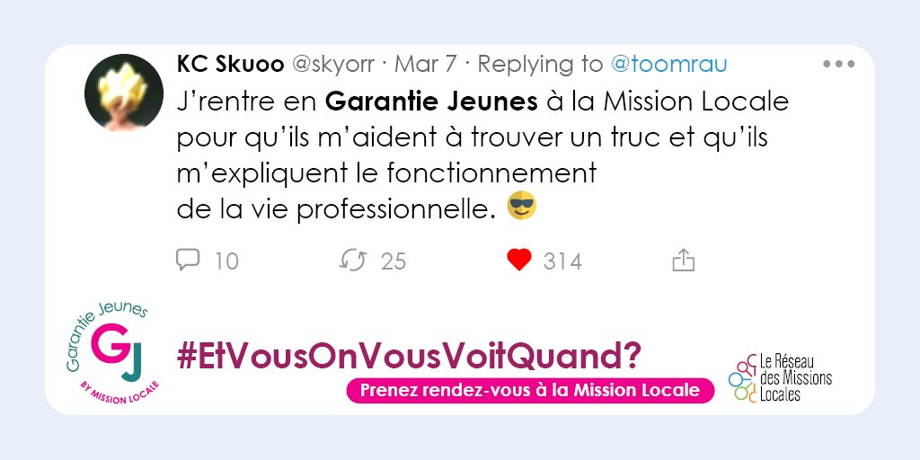 La Garantie jeunes, c'est 9 à 18 mois d'accompagnement collectif et individualisé, assortis d'une allocation, et ça se passe dans les #MissionsLocales
👉 Plus d'infos : garantie-jeunes.info
#GarantieJeunes #aides #accompagnement #collectif  
 
<a href="/MLJ_AURA/">AMILAURA</a>