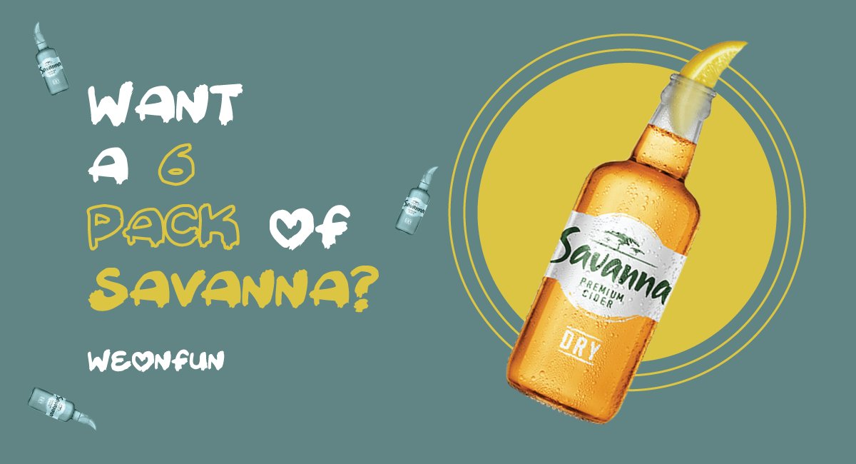 Weonlabs's tweet photo. #Weonfun a new service that enables you to get your favorite booze for less the price. Get a 6-pack of Savanna today for R20. RT😀

Check pinned tweet &amp; Register - https://t.co/trqBjxy5r0

#PodcastAndChill #HONOR50 Faith Nketsi Range Rover Black Twitter Capitec MacG https://t.co/qo52FR7Tj0