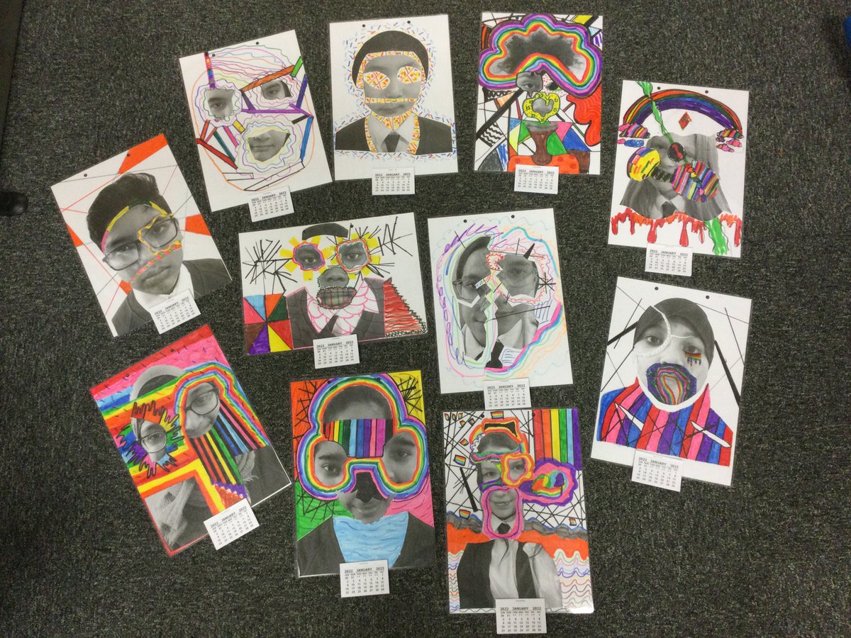 RakegatePrimary's tweet photo. #Year 6 created their calendars based on the artist #AndyButler, whose work is mainly around the concept of fragmentation. The children enjoyed this as there were no rules or boundaries. https://t.co/B5ZZ7plTru