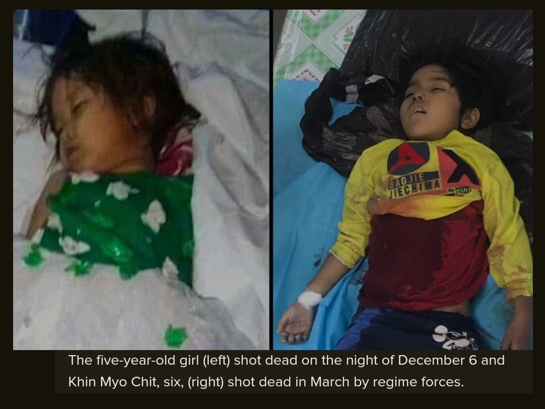 MaryKT_'s tweet photo. TW//DEATH
The number of children killed by Myanmar’s military regime has risen to at least 100, following the fatal shooting of a five-year-old girl on Monday night by junta forces in Mandalay.
#Dec7Coup #WarCrimesOfJunta #WhatsHappeningInMyanmar https://t.co/32cxSzQUjZ
