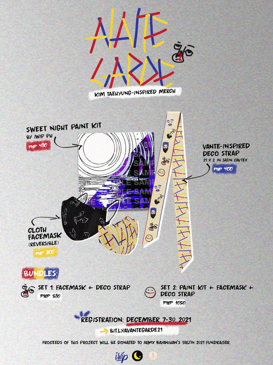 southernbts's tweet photo. ✨Express yourself freely through art, fashion, or both with 🖌 (A)VANTE GARDE 🖼 — more than just art. 

🗓 Pre-order ends 12/30 
💰 Price starts at ₱200 
🛒 https://t.co/UGXhGCDyUD

Proceeds will be donated to @ARMYBayanihan’s Taejin bday project. 💙 

#AvanteGarde
#BTS #V https://t.co/CrzpqDfOwS