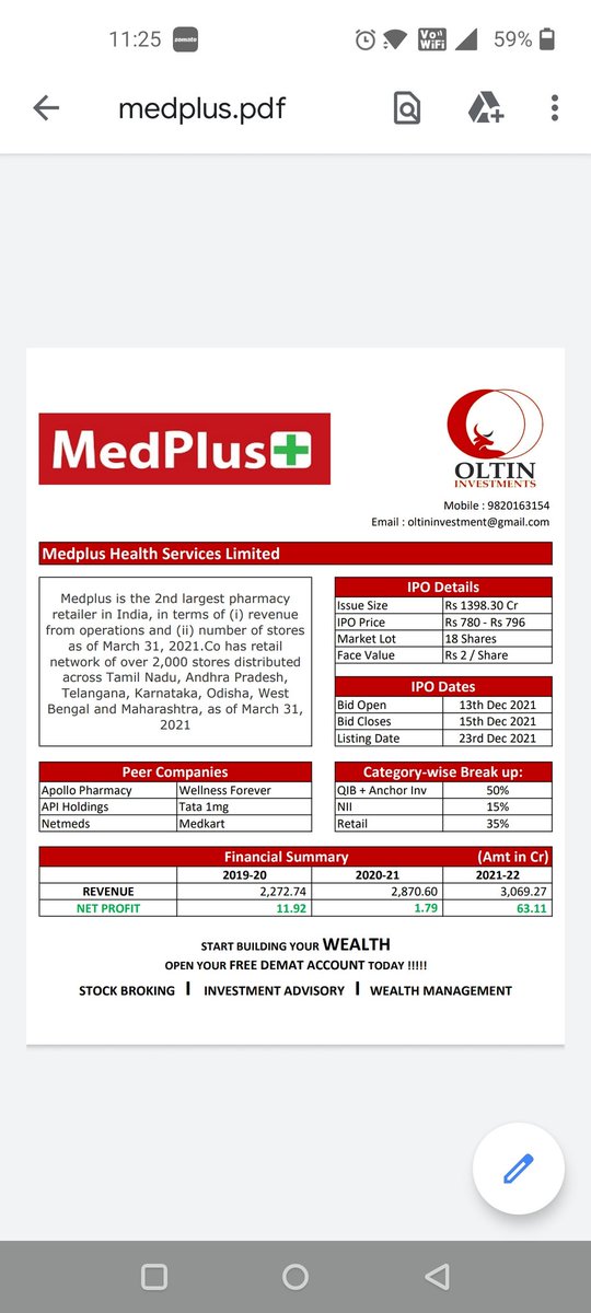 oltinInvestment's tweet photo. Upcoming IPO's
Mapmyindia
MedPlus
Metro brands https://t.co/LZdXrvcySg