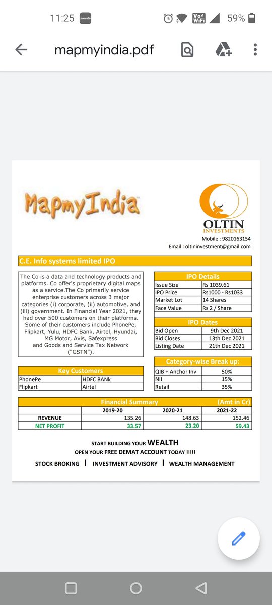 oltinInvestment's tweet photo. Upcoming IPO's
Mapmyindia
MedPlus
Metro brands https://t.co/LZdXrvcySg