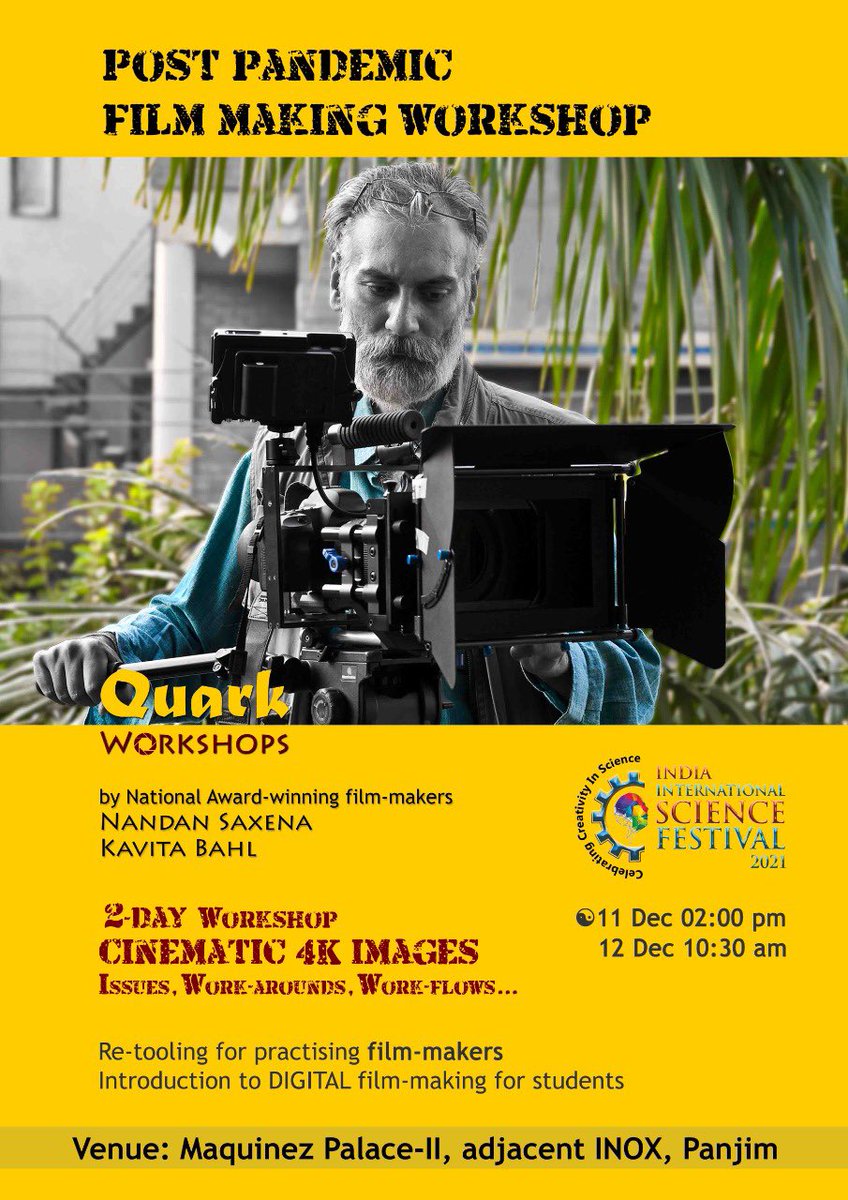 Film Making workshop by Nandan Saxena and Kavita Bahl during the International Science Film Festival of India 2021. <a href="/VigyanPrasar/">Vigyan Prasar</a> <a href="/Vibha_India/">Vijnana Bharati</a> <a href="/jayantss66/">Jayant Sahasrabudhe</a> <a href="/nakulparashar/">Nakul Parashar</a> <a href="/shekharkapur/">Shekhar Kapur</a> <a href="/FTIIOfficial/">FTII</a>