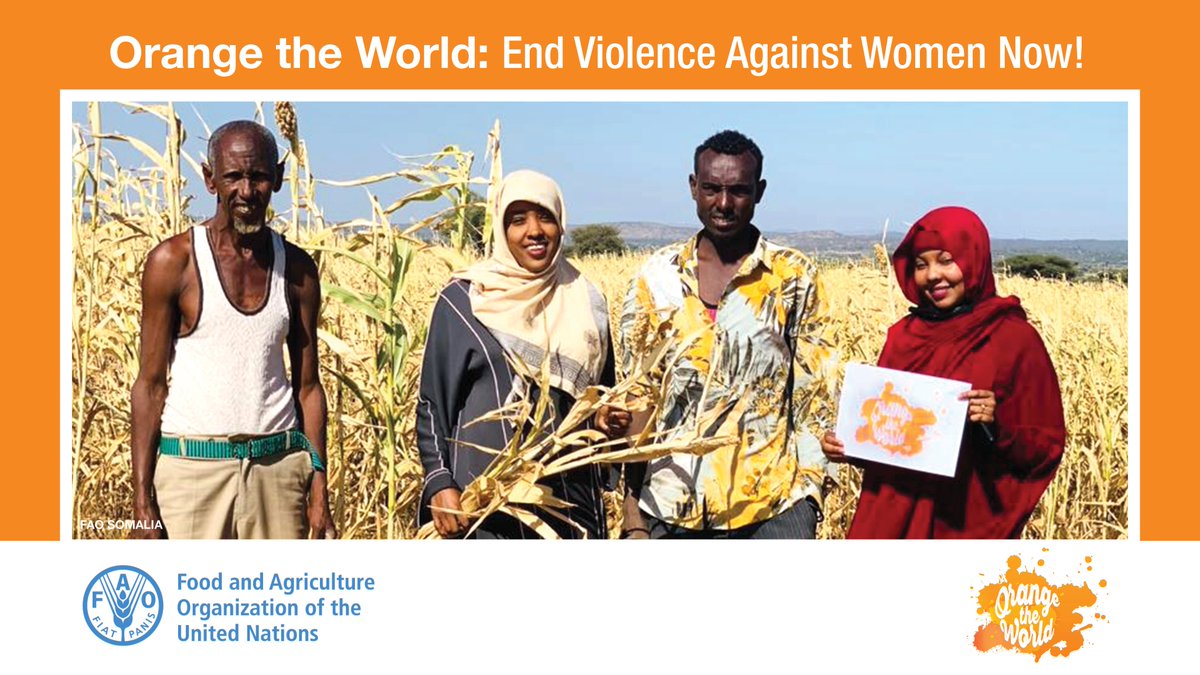 FAOSomalia's tweet photo. We can’t move forward when half the world is held back.   

Here's our SIRA Project team and community members in Awdal, Somaliland showing their support to #EndGBV #16Days #OrangeTheWorld https://t.co/URHEJa1zo3