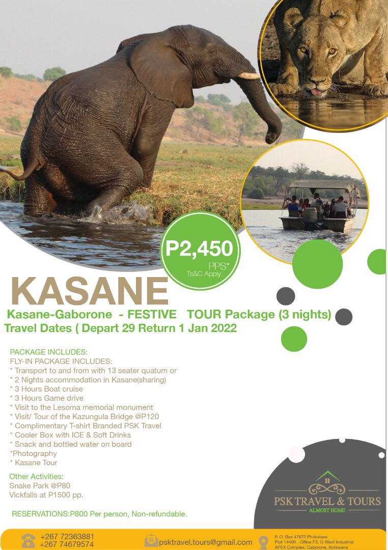 PskTours's tweet photo. Plan well with us at affordable rates and follow us on all our social media platforms for more exiting deals. #PushaBW https://t.co/WEqjXKw2RM