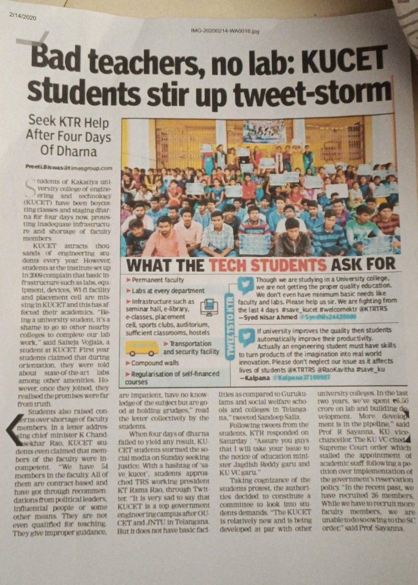 chichupedthaa's tweet photo. #SaveKUCET 
STUDENTS STIR UP TWEET- STORM again🙂🚶
@SabithaindraTRS @KTRTRS @KTRoffice @ABVPTelangana https://t.co/JYDEw7M7iL