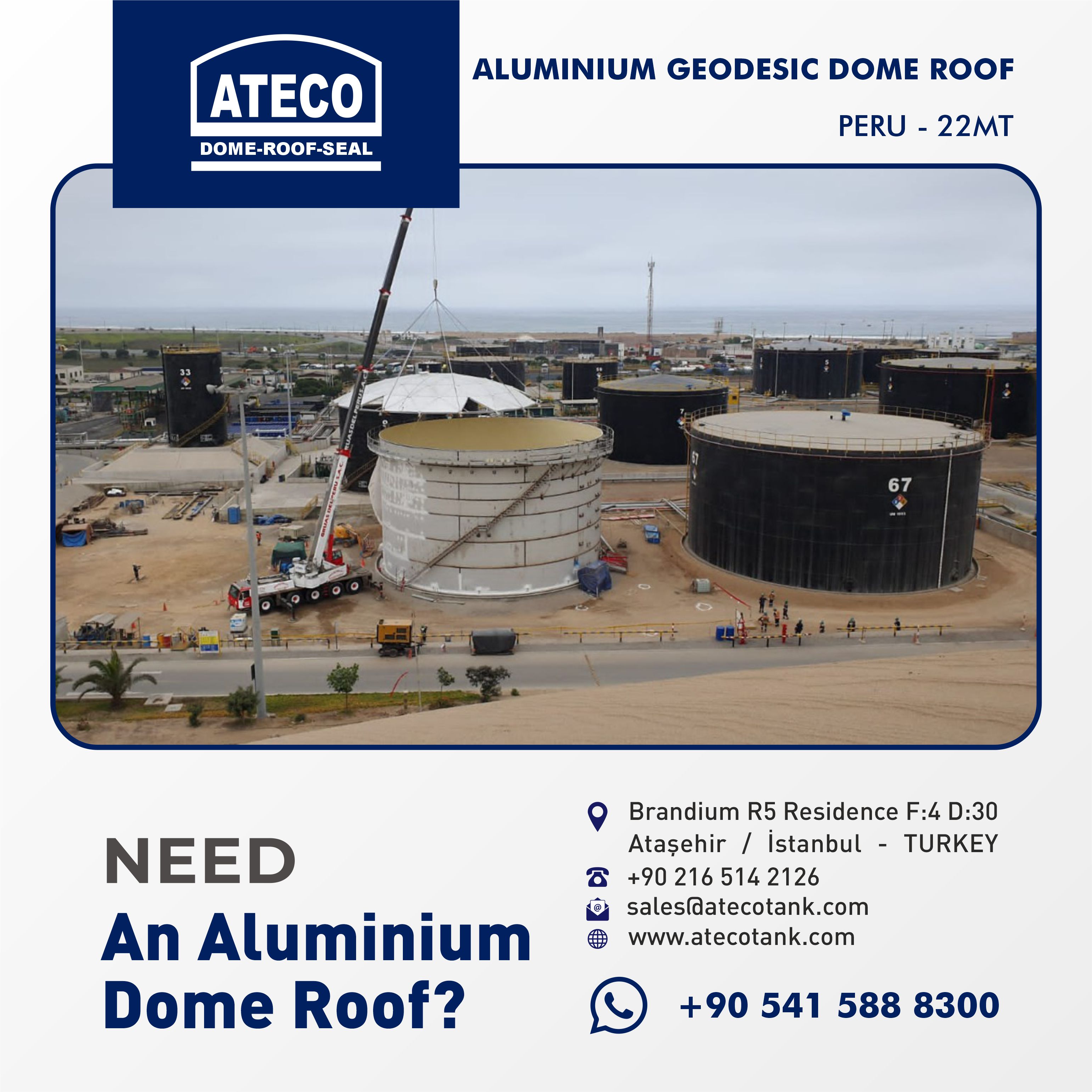Ateco Tank on X: 22Mt Aluminium Geodesic Dome Roof - PERU https
