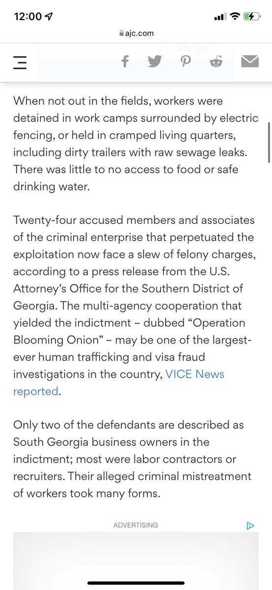 GAFollowers's tweet photo. After a year-long human trafficking investigation on a South Georgian farm, the FBI found over 100 people working in "brutal" and "inhumane conditions". 

Somehow this didn't make the news.. #ModernDaySlavery https://t.co/9yoG2k0quX