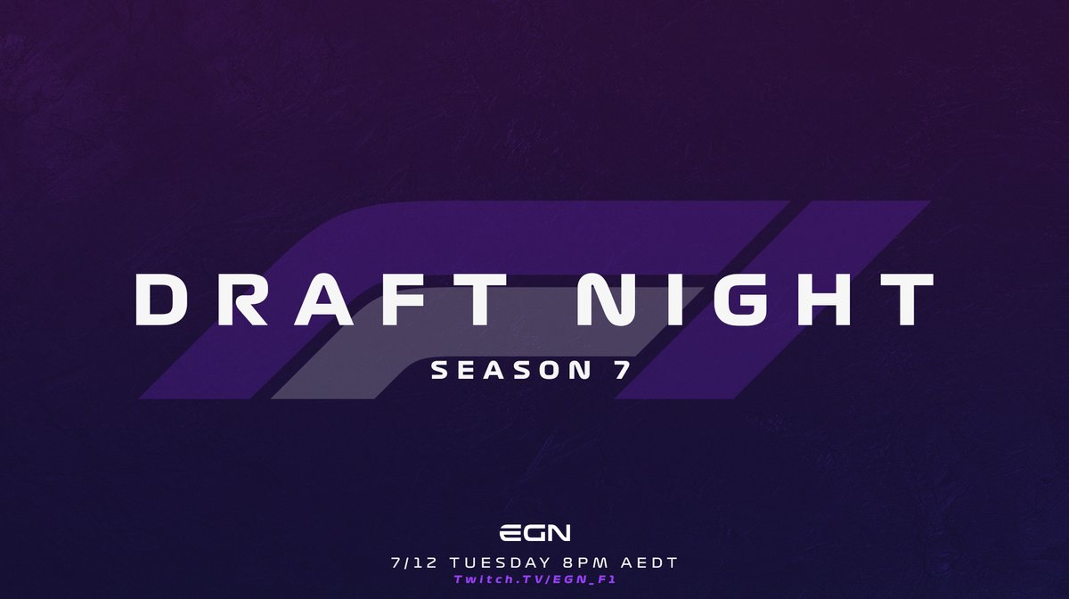 🚨 DRAFT NIGHT 🚨

Tonight at 8:30pm AEDT we're starting off with our draft. Tune in to see who the captains will pick for this seasons teams. 

Stream; twitch.tv/EGN_F1