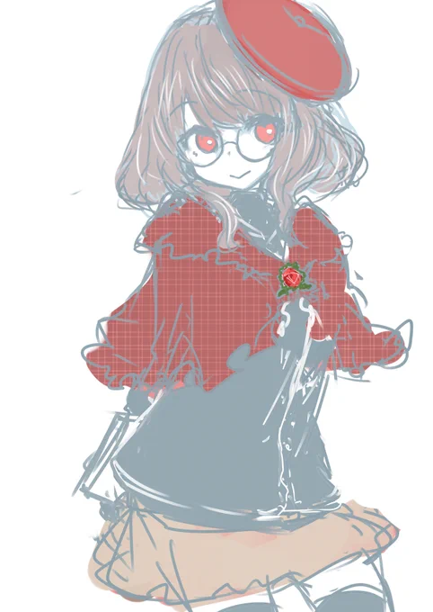 らくがき。昔作った文学少女系キャラのあやこちゃん。漢字で書くと文子ちゃん 