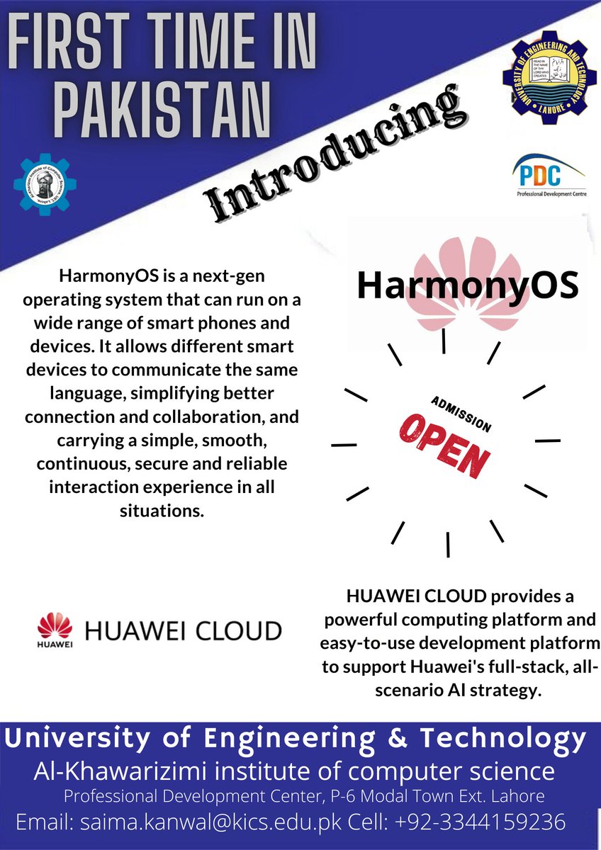 kicsuet's tweet photo. For the first time in Pakistan introducing Training on Huawei HarmonyOS. Next generation OS for all your smart devices. Hurry up get register at your earliest. https://t.co/cNJKMIfekU