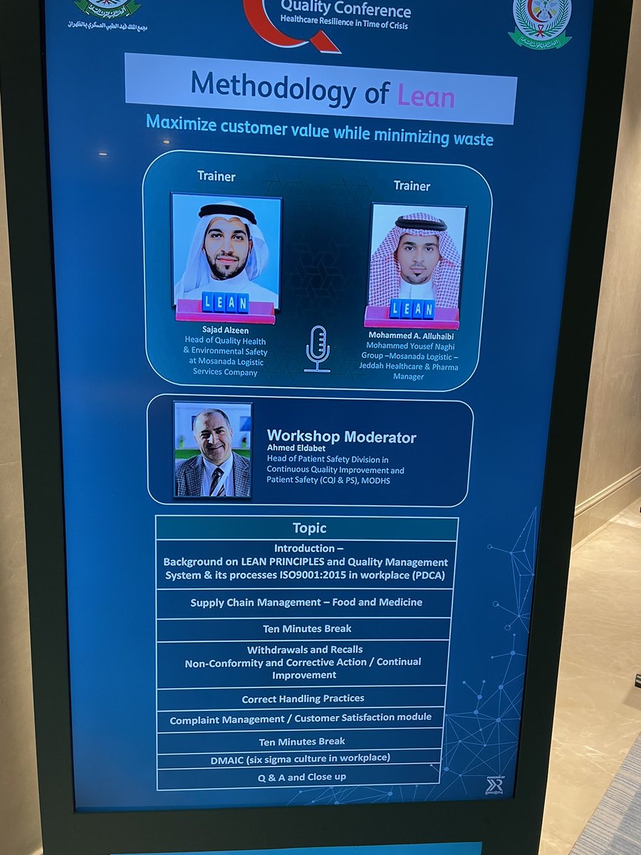 noura4's tweet photo. Lean Methodology workshop #MODHS #3rd_MODHS_Quality_Conference https://t.co/jFdvjuJkfZ