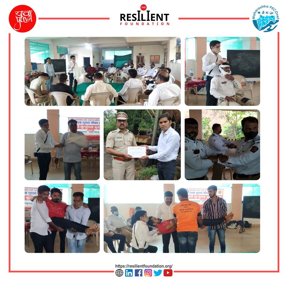 resilientfounda's tweet photo. Continuing on #MrityunjayDoot training at #Konkan belt of #Maharashtra.
Conducted training at #Kashedi for 37 Doots and Police personnel supported by @MahaC19PECOnet and @OfficialYUVA
#maharashtrapolice #highwaytrafficpolice https://t.co/43EDkvYsE5