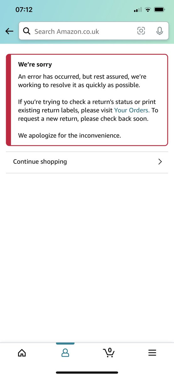 Legallagher_22's tweet photo. @AmazonHelp This is what happens. I have tried both the app and the laptop and occurs every time https://t.co/Vw026ZFCyn