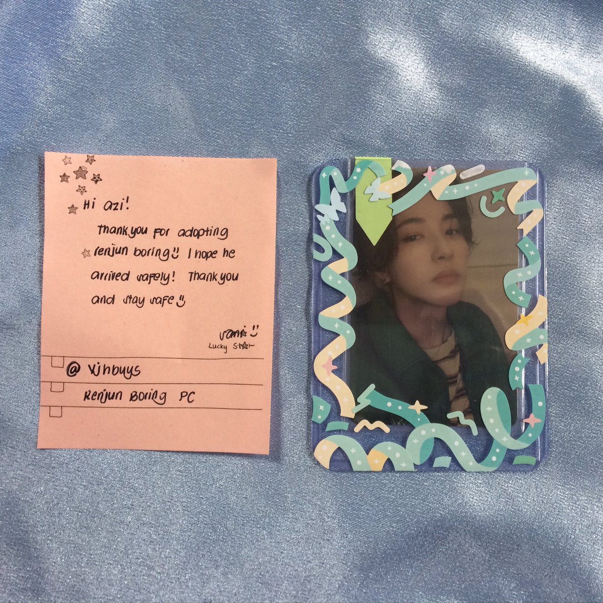 harumails's tweet photo. [ 📂: #azimails ]

yayy another renjun mail,, thank you so much @renchancart, renjun arrived safely thank you so much for packing him well and for the freebies too omg nakakatuwa huhu,, this really made my day. Stay safe mwaa💗 https://t.co/ylIqDan44B