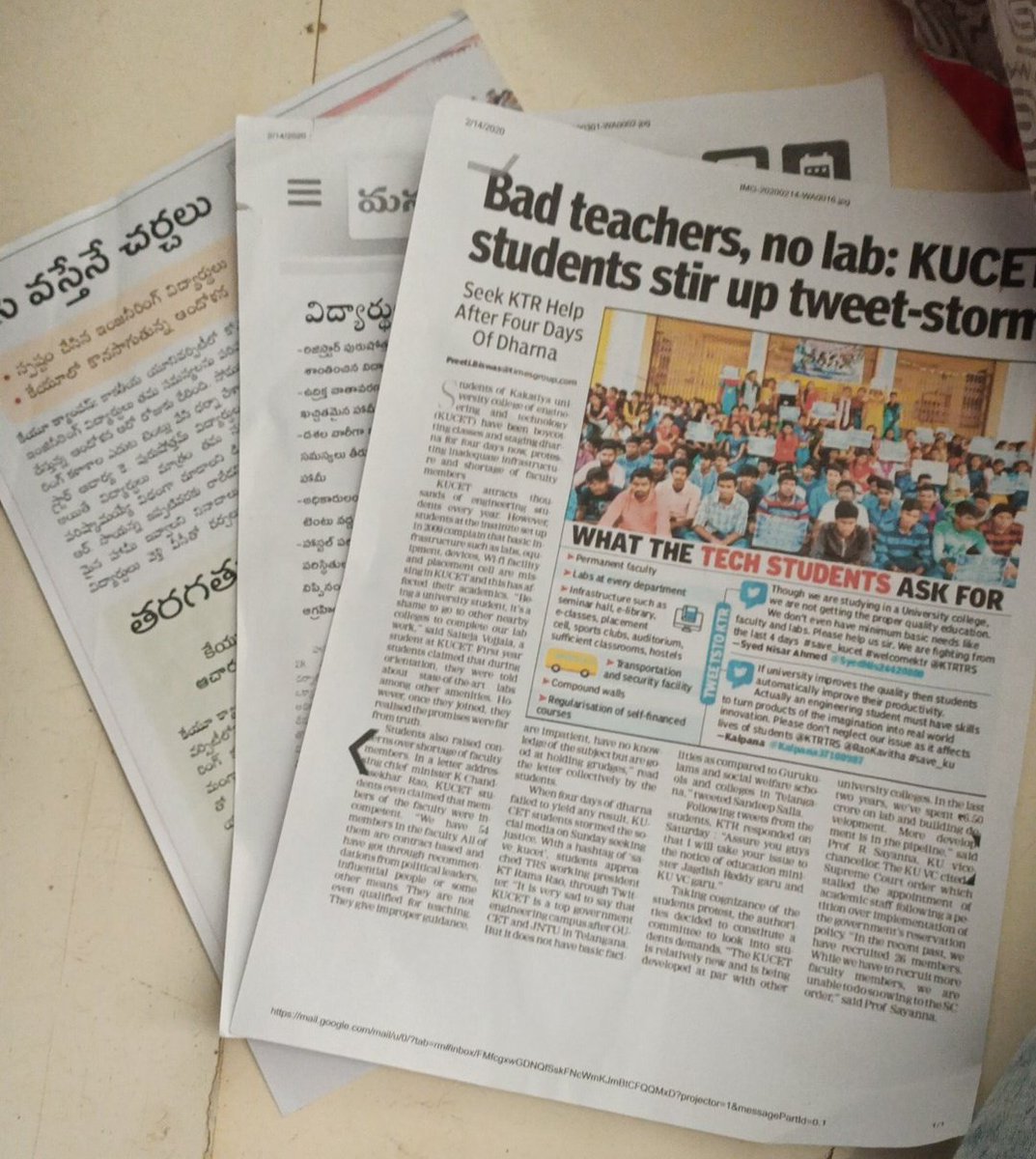chichupedthaa's tweet photo. -Quality education
-Regularisation of self financecourses 
-Regular faculty
-Proper hostel facilities
-Good infrastructure
Is it too much to ask for a university to provide!? 
Basic needs kuda provide cheyakapothe m University andi?
#SaveKUCET @SabithaindraTRS @KTRTRS @KTRoffice https://t.co/RzihDD5nm4