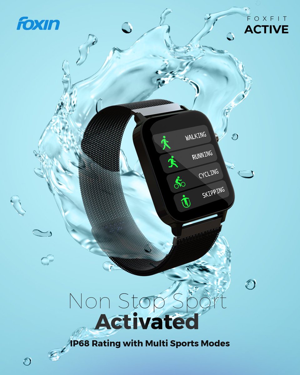 foxinindia's tweet photo. You know you gotta Activate Your A-Game whenever you engage in sports! The FoxFit Active is your ultimate fitness weapon! ⚡⚡⚡⚡

#FoxinIndia #FoxFitActive #FoxinActivateYourAGame #SmartWatch #SportsMode #IP68 #ForExtraordinaryIndividuals https://t.co/jDZH8eGmrX