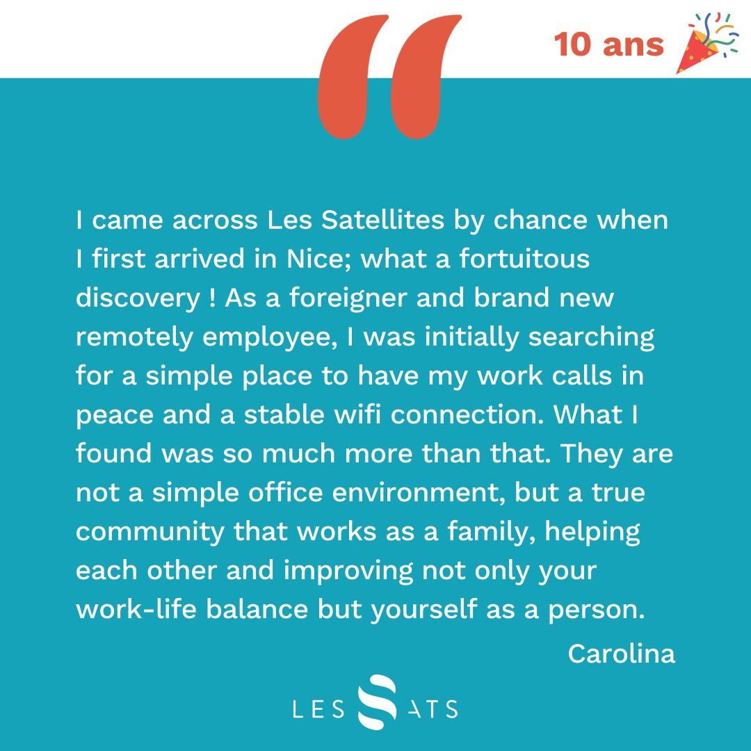 LesSatellites's tweet photo. 🎉 10 ANS 🎉 10 ans de repas partagés, de conseils engagés, de bureaux encombrés...  !
Pour cette semaine d'anniversaire, on ressort nos photos préférées accompagnées de mots doux de nos membres. 
Merci, 10 fois merci !
#coworking #LesSatellites #communauté #nice06 https://t.co/UWVxFH5wwH