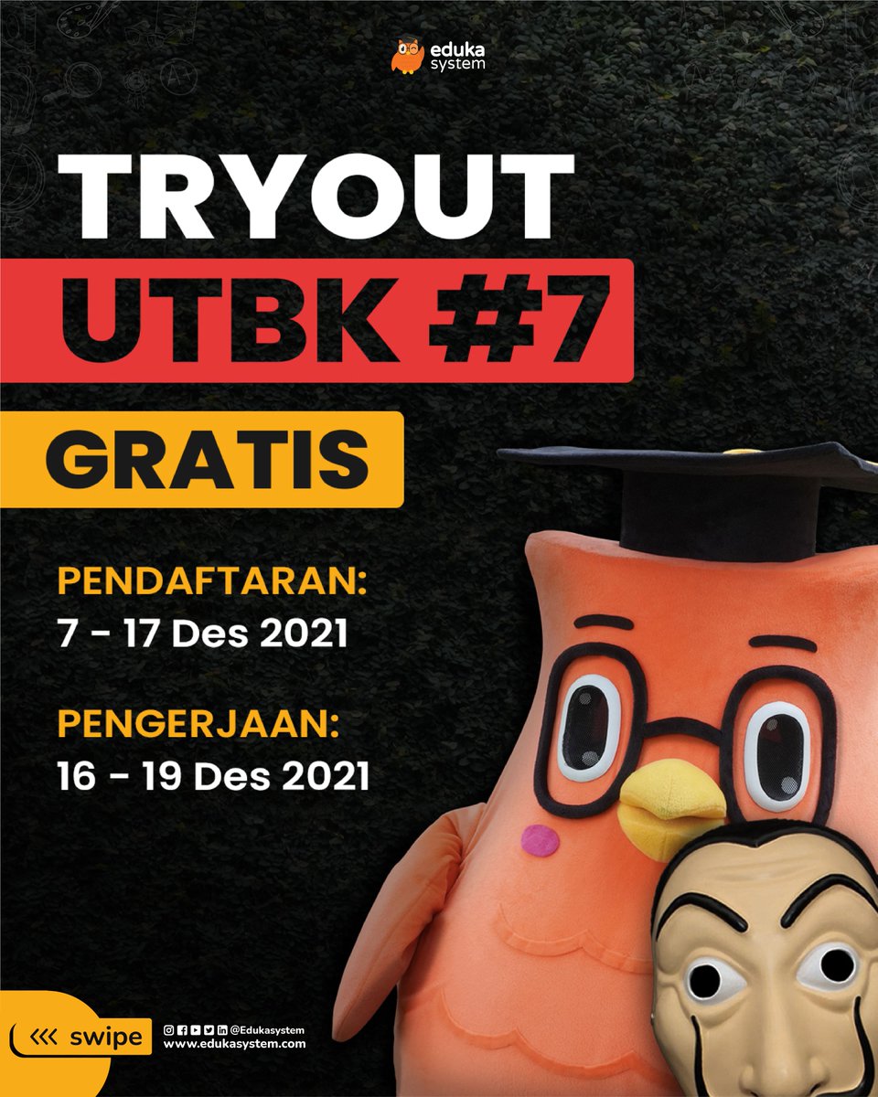BuwhanEdu's tweet image. TRYOUT #7 GRATISSS DIBUKA!!! 😆🔥

Cara Daftar Tryout UTBK #7:⁣⁣⁣⁣⁣⁣⁣⁣⁣
1️⃣Follow @edukasystem
2️⃣RT, like, rep #CaraBaruSimulasiUTBK &amp;amp; tag 5 temen
3️⃣Share post ke 5 grup
4️⃣⁣⁣⁣⁣⁣⁣⁣⁣⁣Log in bit.ly/TO7Eduka
5️⃣Pilih Gratis &amp;amp; upload bukti sc