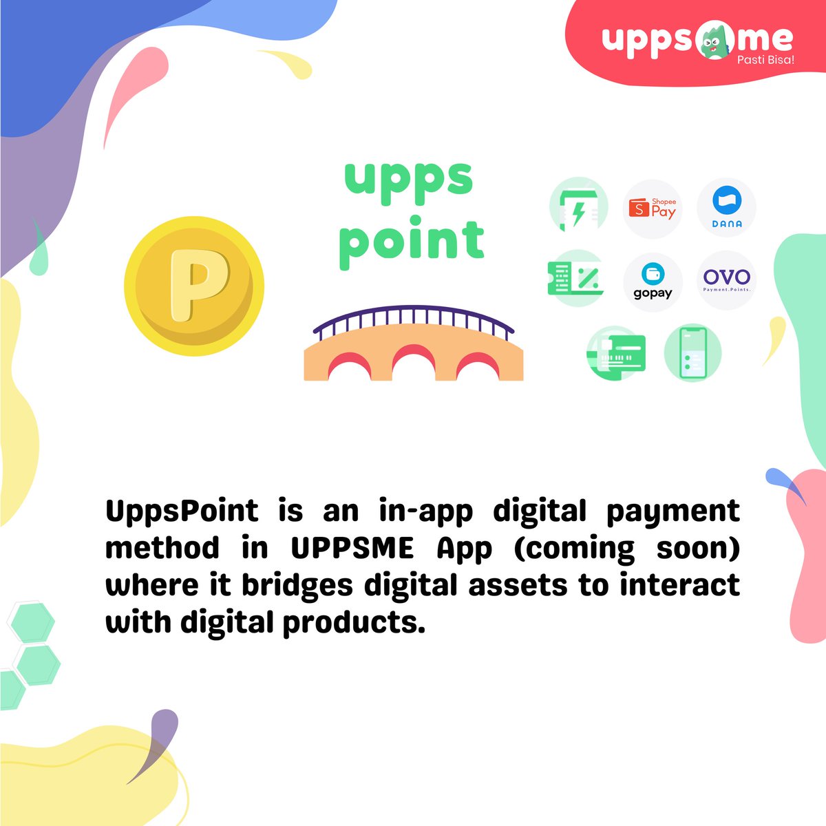 upps_me's tweet photo. UppsPoint is an in-app digital payment method in UPPSME App (coming soon) where it bridges digital assets with digital products. Users are able to interact and enjoy various digital products in UPPSME App using UppsPoint. 

1 UppsPoint = 1 IDR.

Get and hold UPPS Token now! https://t.co/PbNZ1kvb2m
