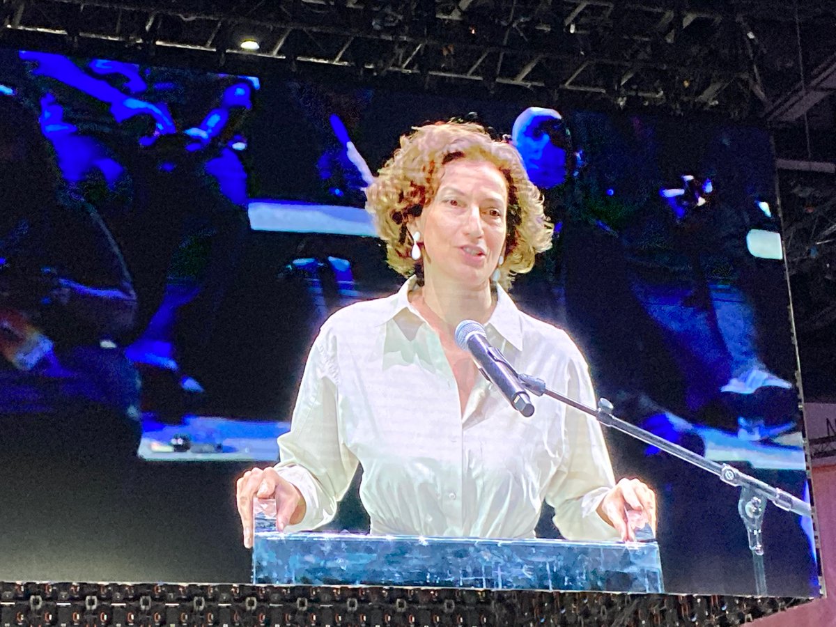Lucky to be at Dubai #Expo2020 and the #WCCE2021 today. <a href="/AAzoulay/">Audrey Azoulay</a> opens, highlighting a need to support the creative economy, so it can in turn help us to address global challenges. The challenge is large - 10m global creative jobs likely lost in Covid.