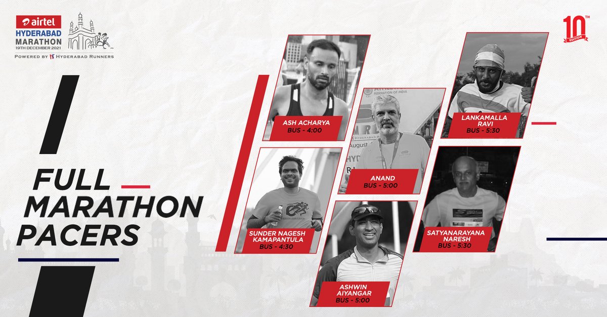 Marathon_Hyd's tweet photo. Our pacers on board to join in and take the lead with our runners!
#airtelhyderabadmarathon #10thedition #Hyderabadrunners #airtel #airtelhyderabadmarathon2021 #SetThePace #10AndCounting #PhysicalRun https://t.co/ISW7wTaTXO
