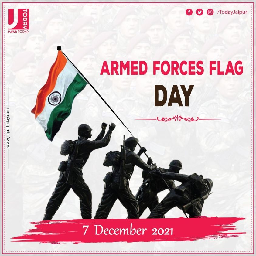 TodayJaipur's tweet photo. Hearty congratulations on Armed Forces Flag Day to the brave soldiers of the three armies who guard the borders of the country from Kashmir to Kanyakumari.
#JaipurToday #Jaipur #Rajasthan 
#flagday2021 https://t.co/5uZff60uF7