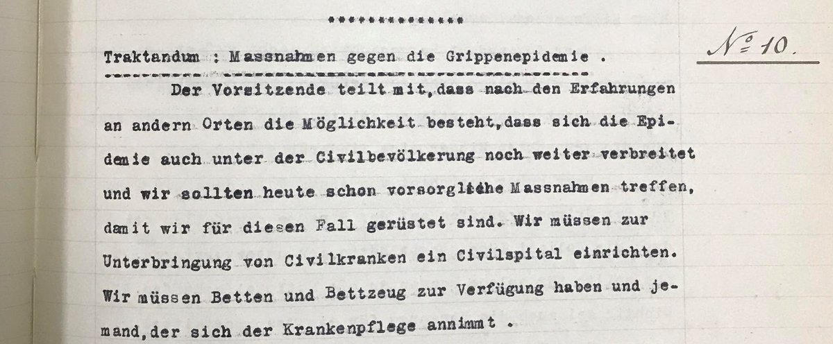 DocuteamCH's tweet photo. Könnte von heute sein, ist aber bereits 100 Jahre her...
Auszug Protokoll Gesundheitskommission Solothurn 1918, Traktandum "Massnahmen gegen die Grippenepidemie"
#archivCH #archivtrouvaillen https://t.co/kQ2BKM0H18